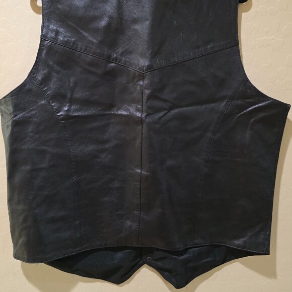 Vintage Modal New York Men's Black Genuine Leather Lined Vest w/ Pockets SZ XL - Picture 7 of 14